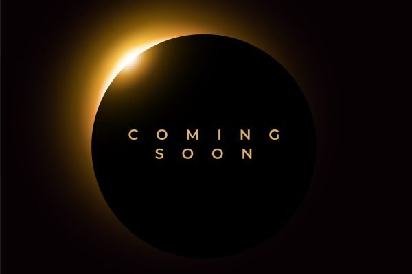 coming soon stay tuned sunrise dark background design vector